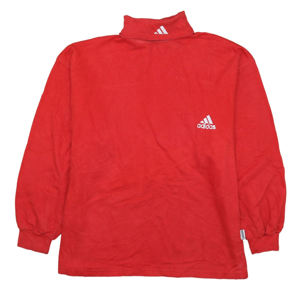 Adidas 90's Vintage Lightweight Red Turtle Neck Jumper Sweater Medium