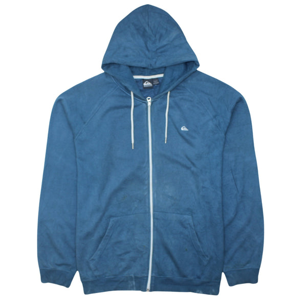 QuikSilver 90's Drawstring Pockets Full Zip Up Hoodie XXLarge (2XL) Turquoise Blue Green
