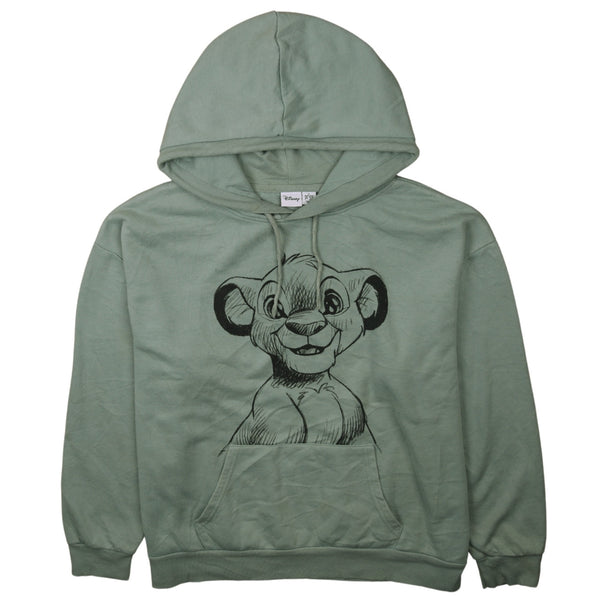 Vintage Disney 90's XL Green Pullover Hoodie with Drawstring Pockets