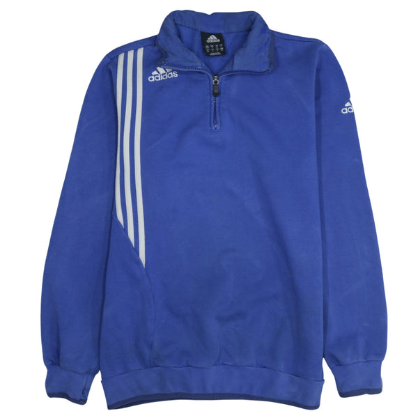Adidas 90's Vintage Blue Quarter Zip Lightweight Sweatshirt (Medium)