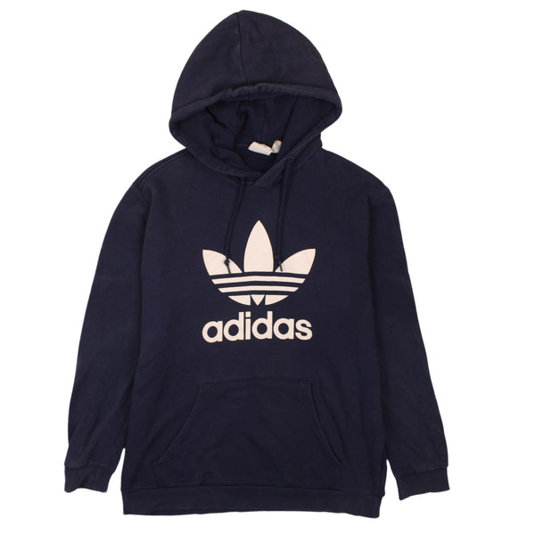 Adidas 90's Vintage Navy Blue Spellout Hoodie XLarge