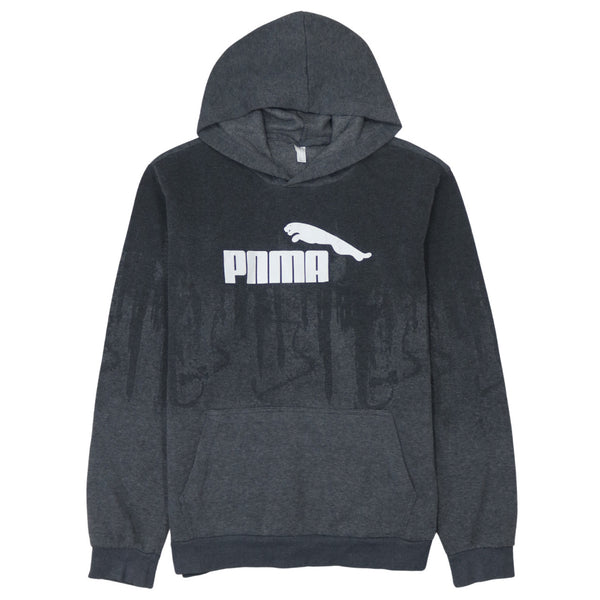 Puma 90's Vintage Spellout Grey Pullover Hoodie Small Men's Cotton