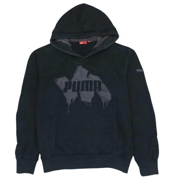 Puma Vintage 90's Spellout Pullover Hoodie Large Black