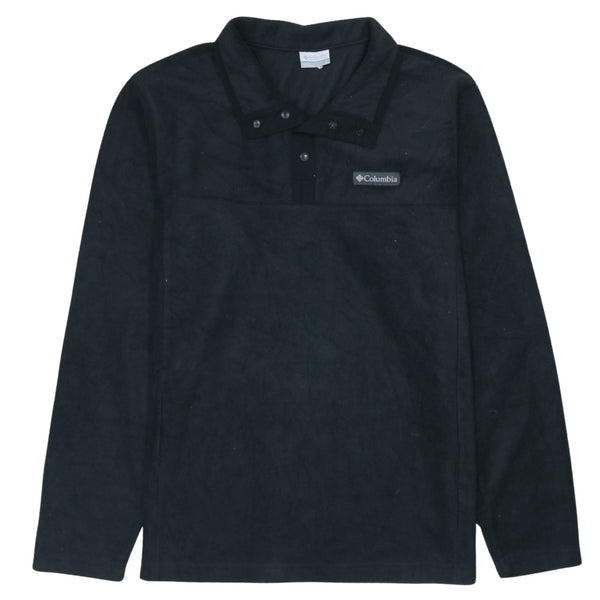 Columbia 90's Hiking Warm Quarter Button Fleece Jumper Large Black