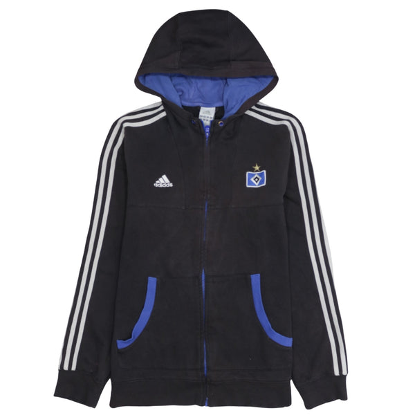 Adidas 90's Striped Sleeve Full Zip Up Hoodie Medium Black