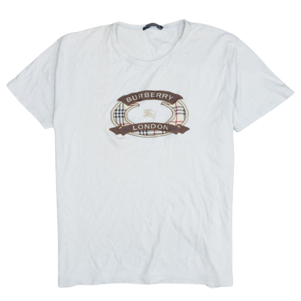 Burberry 90's Spellout Short Sleeves T Shirt XXLarge (2XL) White