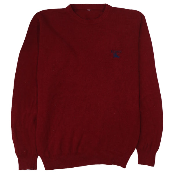 Vintage 90's Burberry Crew Neck Sweatshirt Medium Burgundy Red
