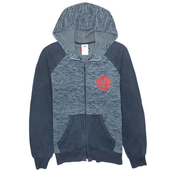 Adidas Vintage 90's Black Hoodie Full Zip Drawstring Pockets XS