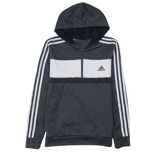 Adidas Black 90's Striped Sleeve Quarter Zip Hoodie Medium