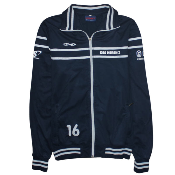 Retro 90's Lightweight Full Zip Up Sweatshirt Large Navy Blue