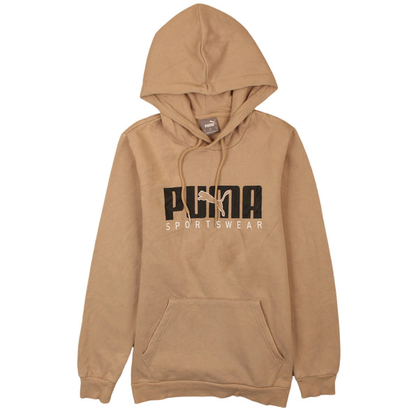 Puma 90s Vintage Tan Brown Spellout Hoodie Men’s XSmall Pullover
