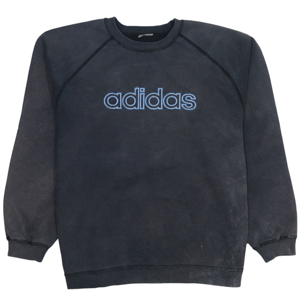 Adidas 90's Vintage Spellout Black Crew Neck Sweatshirt Large