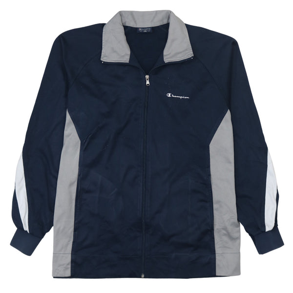 Champion 90's Vintage Lightweight Full Zip Up Sweatshirt - Men's Medium Navy Blue