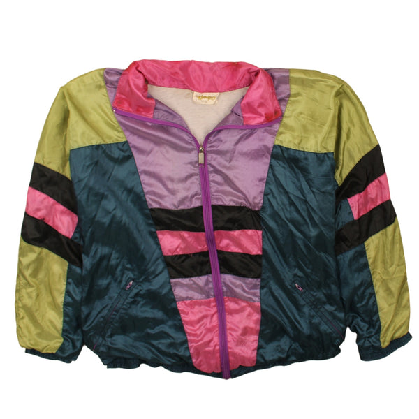 Active 90's Lightweight Full Zip Up Windbreaker Medium Navy Blue