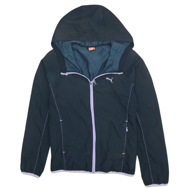 Puma Vintage 90's Hooded Full Zip Windbreaker Medium Black Jacket