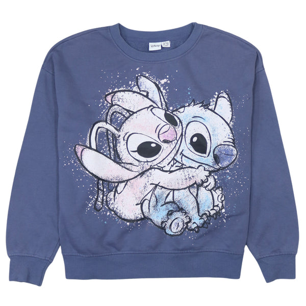 Vintage Disney 90's Stitch & Angel Crew Neck Sweatshirt Small Blue