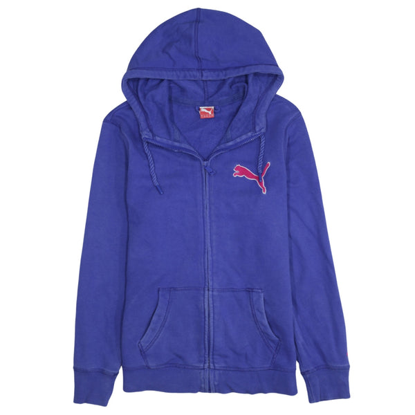 Puma Women's 90's Vintage Blue Lightweight Zip Hoodie Small Cotton