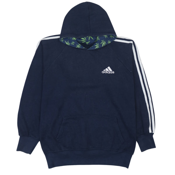 Adidas 90's Striped Sleeve Pullover Hoodie XLarge  Navy Blue