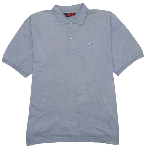 Kappa Vintage 90's Grey Cotton Polo Shirt, Men's Medium, Short Sleeve