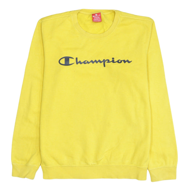 Champion 90's Spellout Crew Neck Sweatshirt Medium Yellow