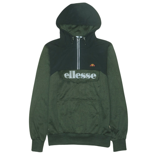Ellesse Vintage 90's Green Spellout Quarter Zip Hoodie Small