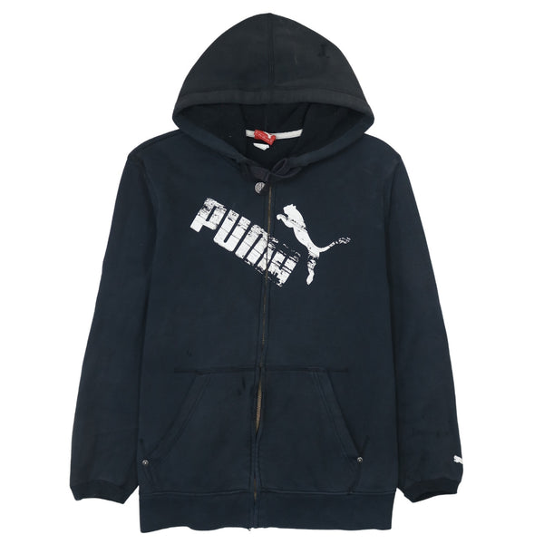 Puma 90's Spellout Full Zip Up Hoodie Medium Black