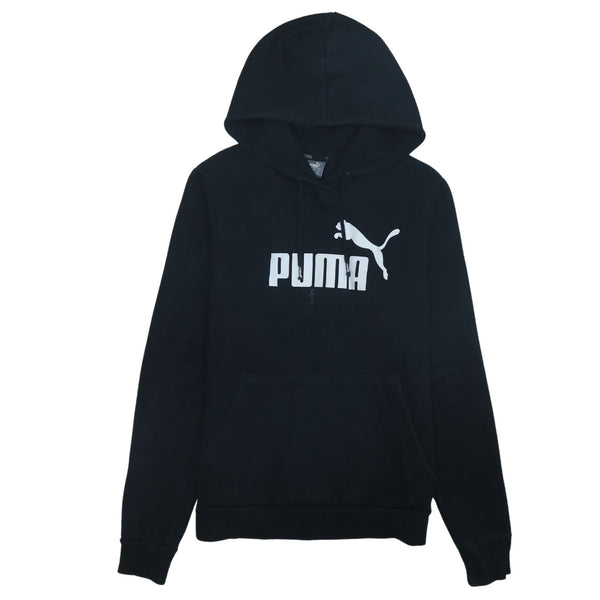 Puma 90's Vintage Black Spellout Pullover Hoodie, Women's Medium