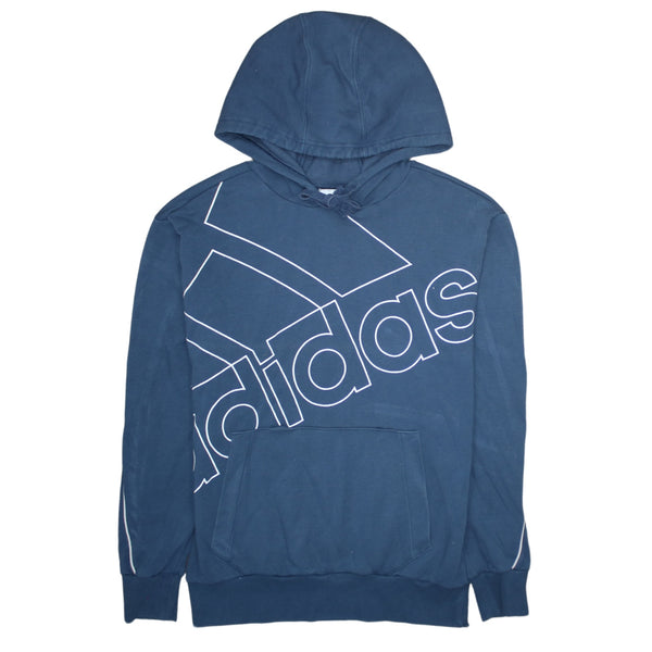 Adidas 90's Spellout Pullover Hoodie Small Navy Blue