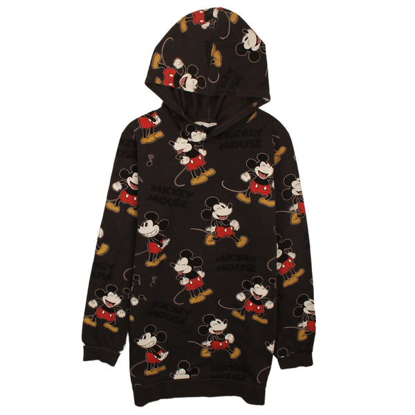 Vintage 90's Black Pullover Hoodie with Mickey Mouse Design - Medium