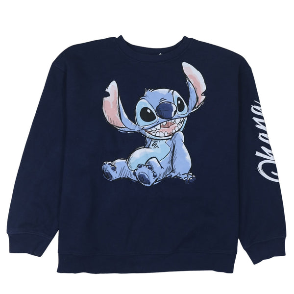 Disney 90's Stitch Crew Neck Sweatshirt Large Navy Blue