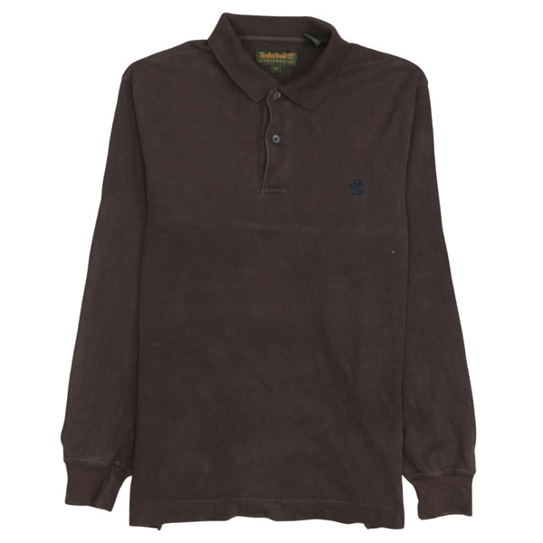 Timberland 90's Long Sleeve Quarter Button Polo Shirt Medium Brown