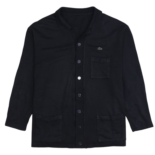 Lacoste 90's Lightweight Button Up Sweatshirt Large  Black