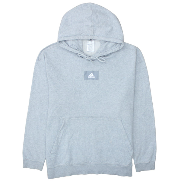 Adidas 90's Drawstring Pockets Pullover Hoodie Large Grey
