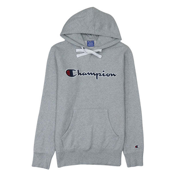 Champion 90's Spellout Pullover Hoodie Medium Grey