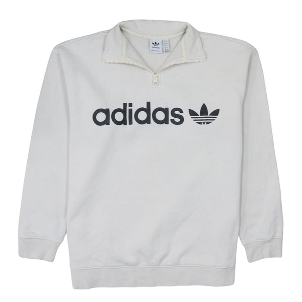 Adidas 90's Spellout Quarter Zip Sweatshirt Large  Beige Cream