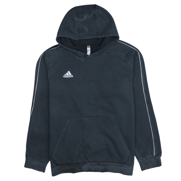 Adidas 90's Vintage Black Pullover Hoodie with Drawstring Pockets XLarge