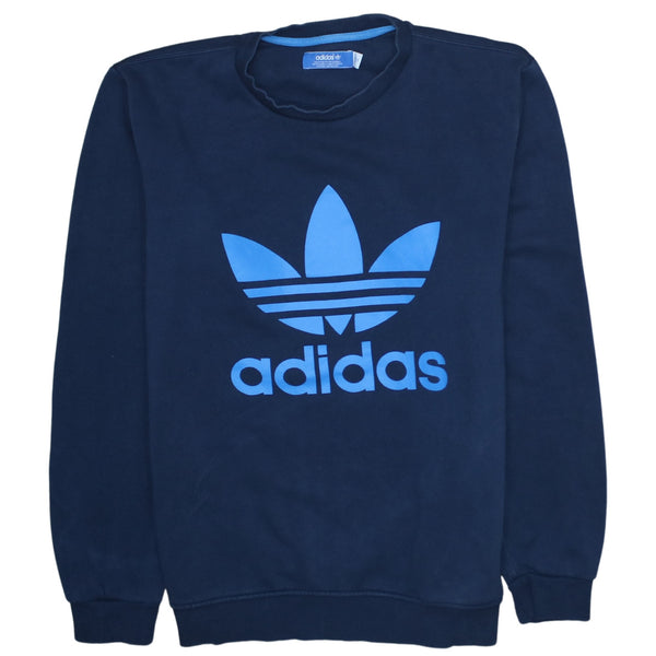 Adidas 90's Spellout Crew Neck Sweatshirt Medium Navy Blue