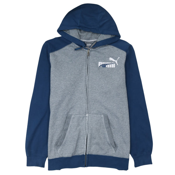 Puma 90's Drawstring Pockets Full Zip Up Hoodie XLarge Grey