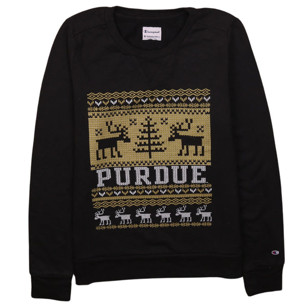 Champion Vintage 90's Purdue Sweatshirt Women's Medium Black Crew Neck