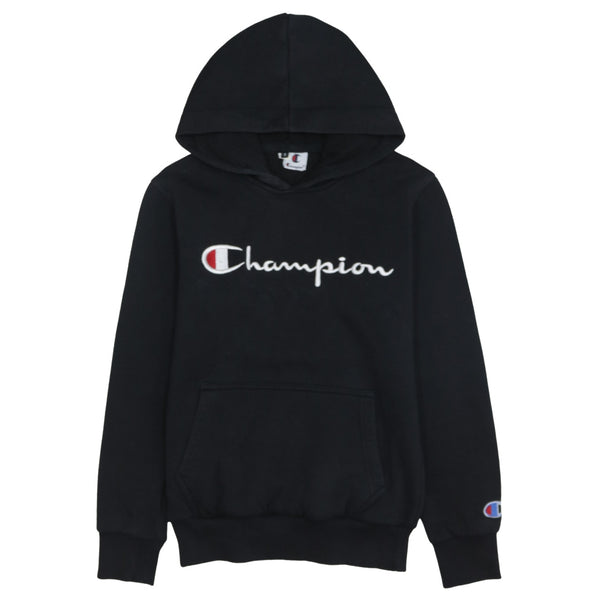 Champion 90's Spellout Pullover Hoodie Small Black