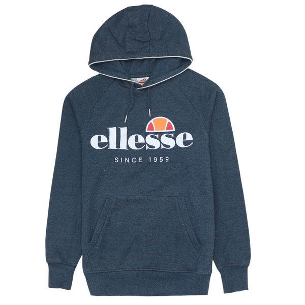 Ellesse Vintage 90's Spellout Hoodie XSmall Navy Blue
