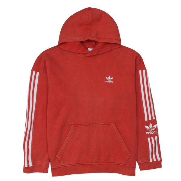 Adidas 90's Striped Sleeve Pullover Hoodie Small Red