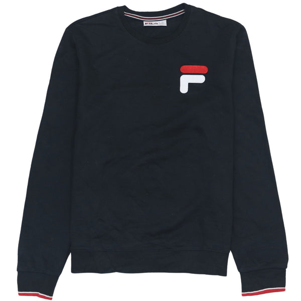Vintage Fila 90's Black Heavyweight Crew Neck Sweatshirt - Men's Large