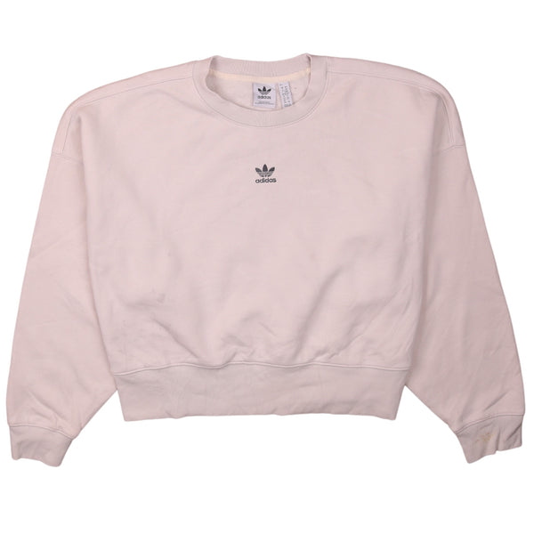 Adidas 90's Retro Crop Crew Neck Sweatshirt XS Beige Cream