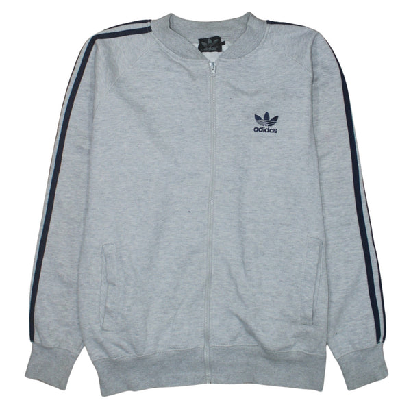 Adidas 90's Striped Sleeve Full Zip Up Sweatshirt Medium Grey