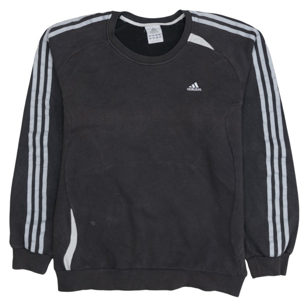 Adidas 90's Striped Sleeve Crew Neck Sweatshirt Large Black