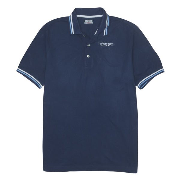 Kappa 90's Short Sleeves Quarter Button Polo Shirt Large Navy Blue