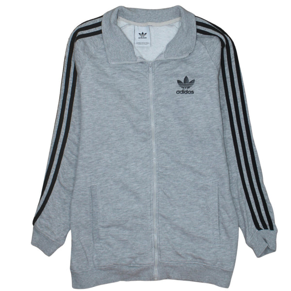 Adidas 90's Striped Sleeve Full Zip Up Sweatshirt Small  Grey