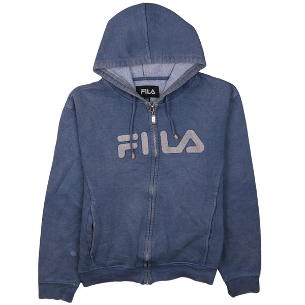 Fila 90's Vintage Blue Spellout Full Zip Up Hoodie XL