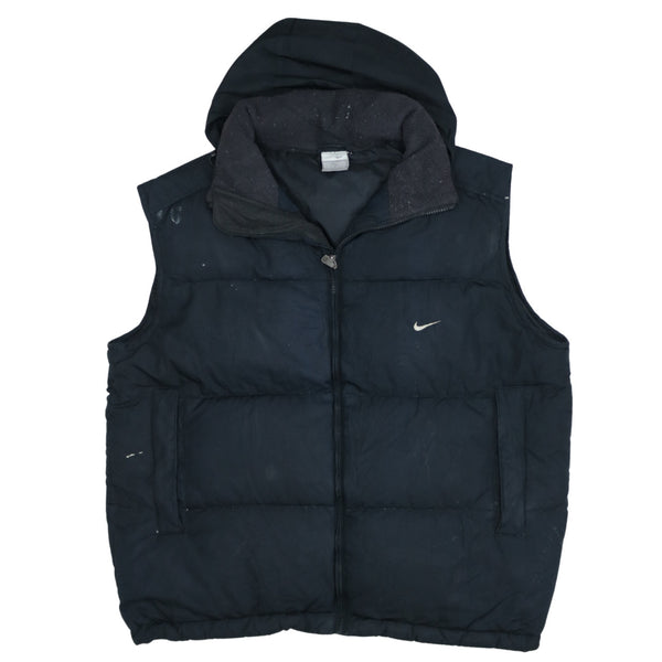 Nike 90's Black Puffer Swoosh Vest Sleeveless Gilet Large